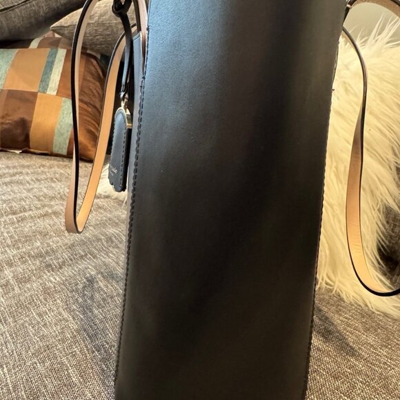 KATE SPADE Magnolia Street Black Pink Blush Double Pocket Tote Bag Key Ring - Picture 8 of 10